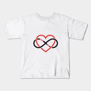 never ending love, red heart with infinity sign Kids T-Shirt